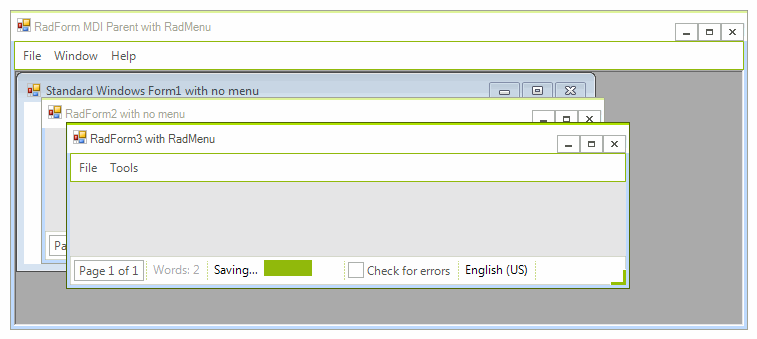 WinForms RadMenus Menu Merge