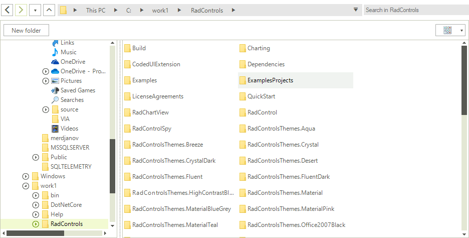 WinForms RadFileDialogs ExplorerControl