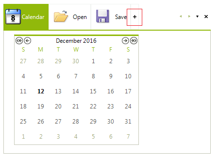 WinForms RadPageView New Item Button