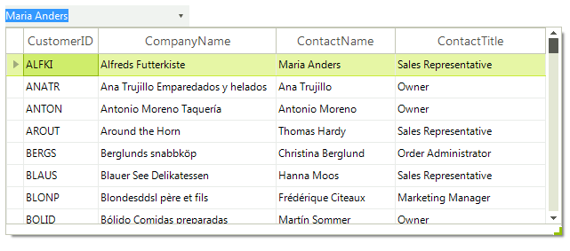 WinForms RadMultiColumnComboBox Bound Mode