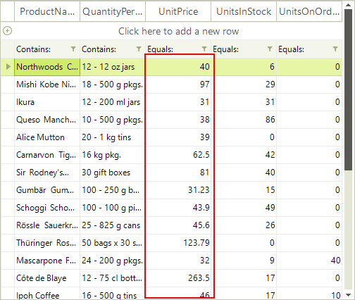 WinForms RadGridView CustomFiltering Event