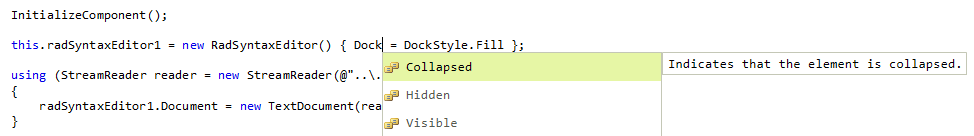 WinForms RadSyntaxEditor's Code completion