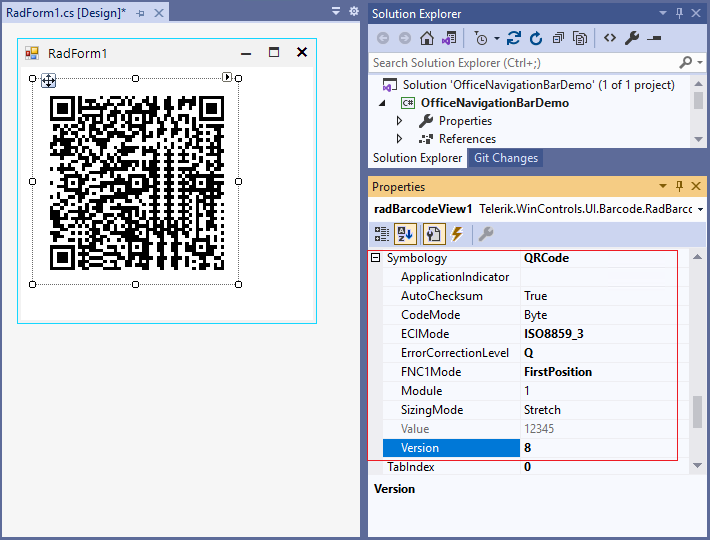 WinForms RadBarcodeView Symbology Selection