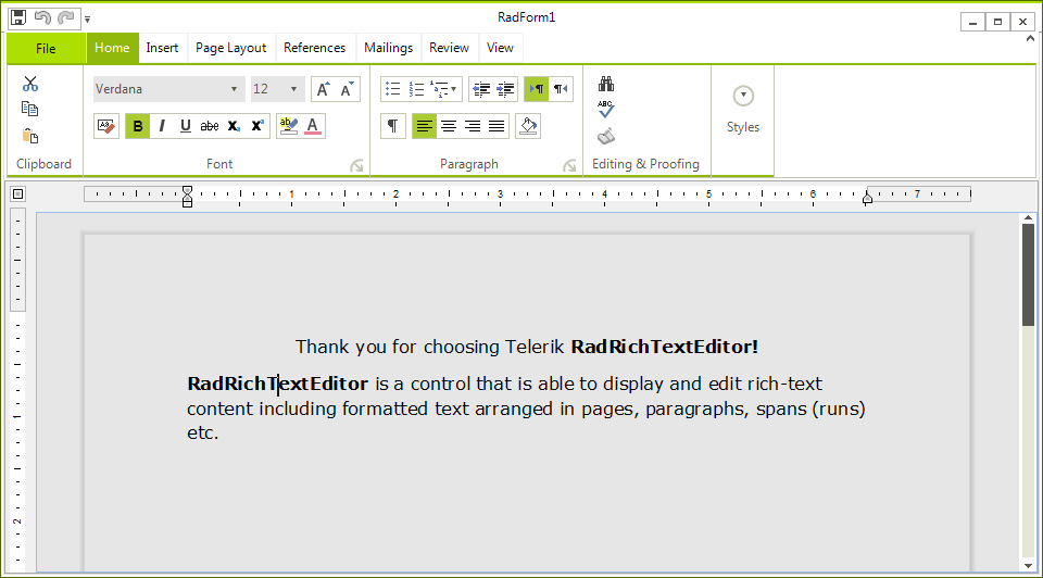 WinForms RadRichTextEditor Format