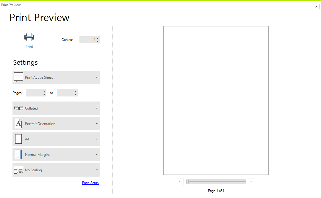 WinForms RadSpreadsheet PrintPreview dialog