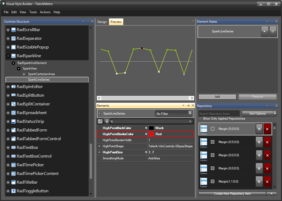 WinForms RadSparkline HighPointBorderColor