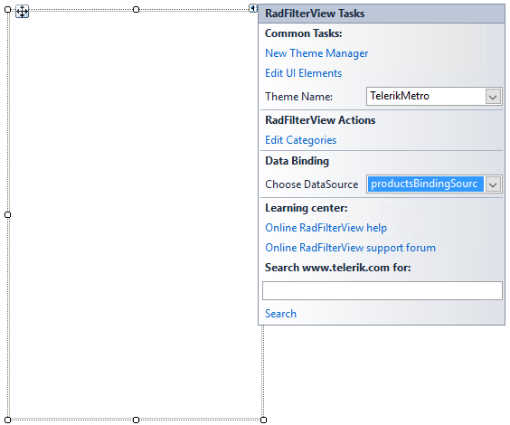 WinForms RadFilterView Smart Tag