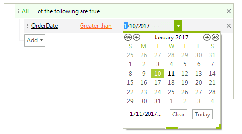 WinForms RadDataFilter Default Editors
