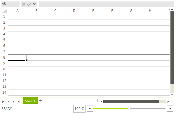 WinForms RadSpreadsheet Freeze A8