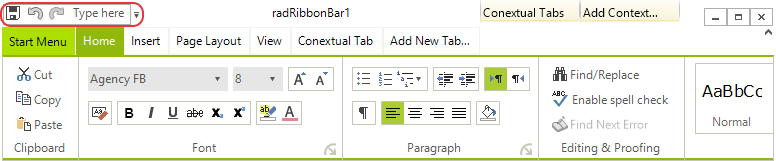 WinForms RadRibbonBar Quick Access Toolbar