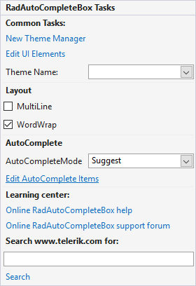 WinForms RadAutoCompleteBox The Smart Tag of RadAutoCompleteBox