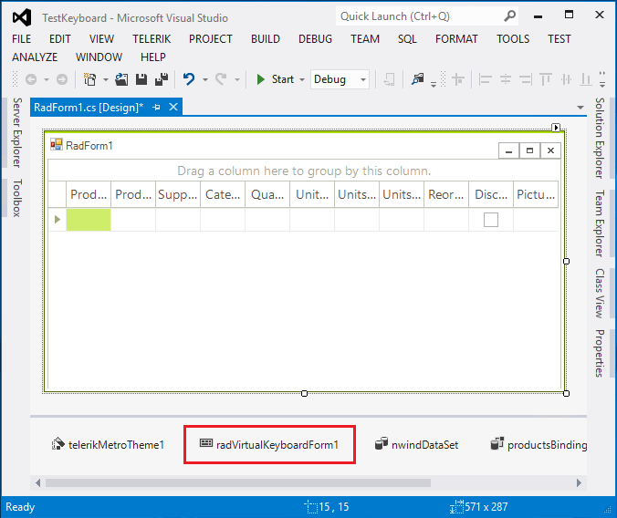 WinForms RadVirtualKeyboardForm Toolbox
