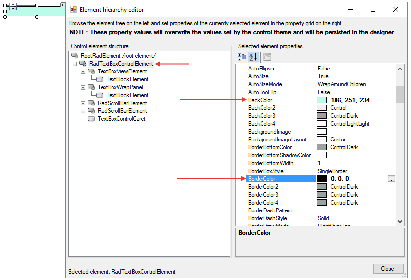 WinForms RadTextBoxControl Customizing Appearance