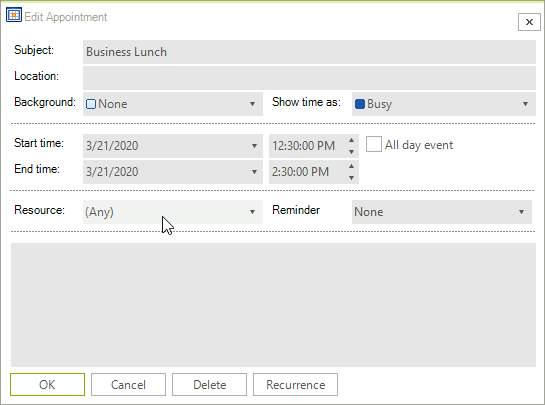 WinForms RadScheduler EditAppointmentDialog Resource