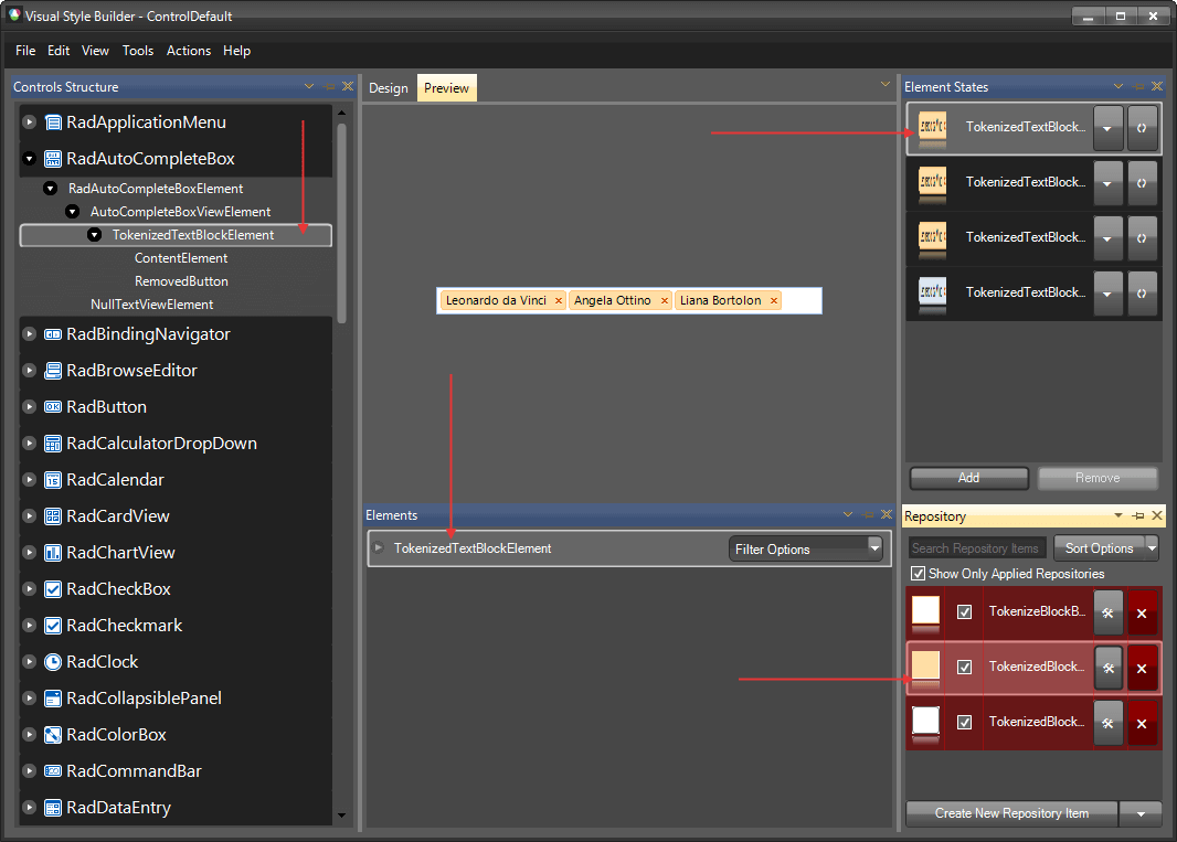 WinForms RadAutoCompleteBox VisualStyleBuilder