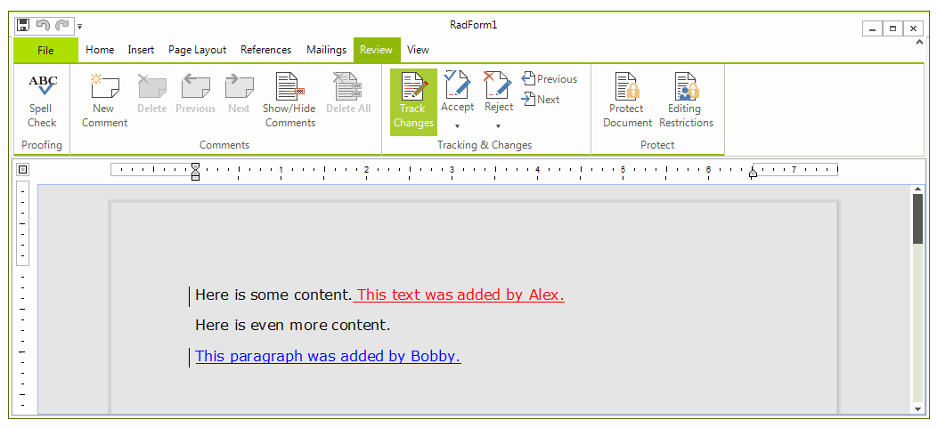 WinForms RadRichTextEditor Current User