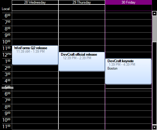 WinForms RadScheduler HighContrastBlack