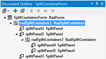 WinForms RadSplitContainer Document Outline