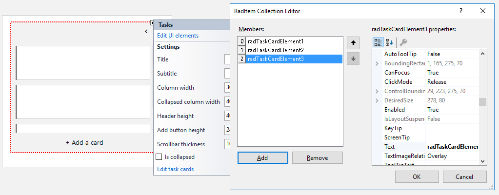 WinForms RadTaskBoard Edit task cards