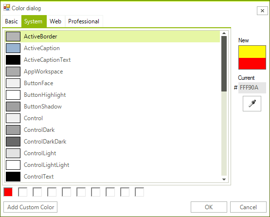 WinForms RadColorDialog Usability System