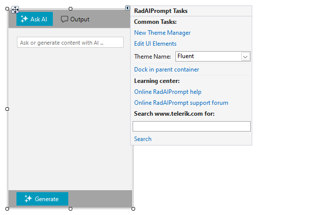 WinForms RadAIPrompt Smart Tag