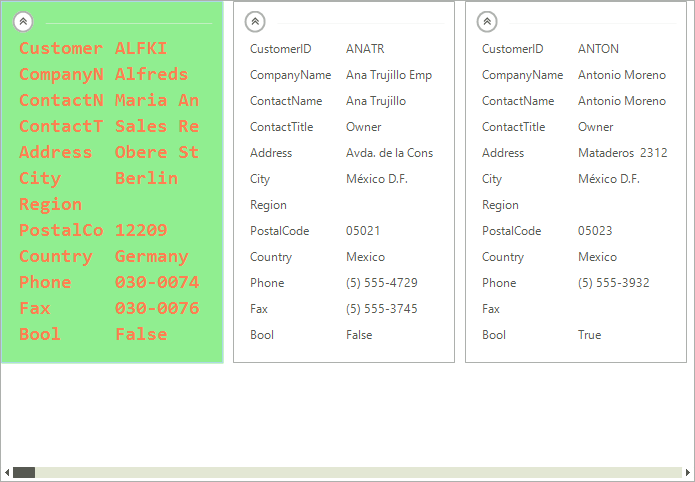 WinForms RadCardView Formatting the Visual Item