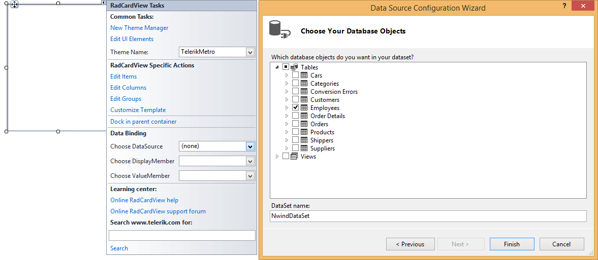 WinForms RadCardView Employees DataBase