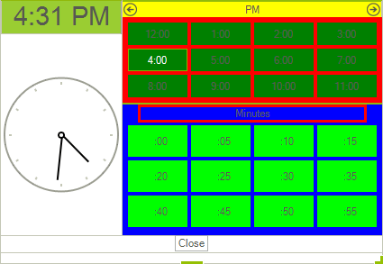 WinForms RadTimeOnlyPicker Customize Hours and Minutes Tables