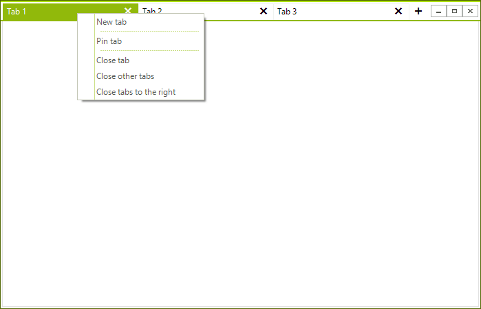 WinForms RadTabbedForm Context Menu