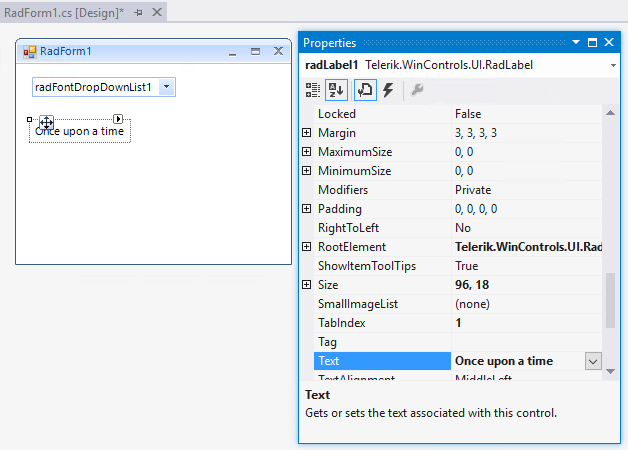 WinForms RadFontDropDownList Getting Started