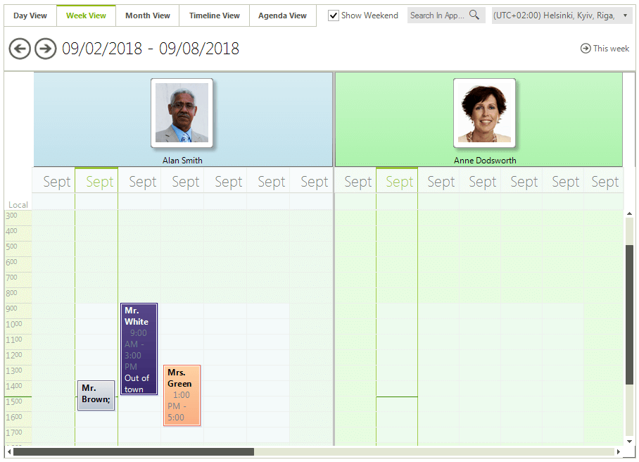 WinForms RadScheduler Week View