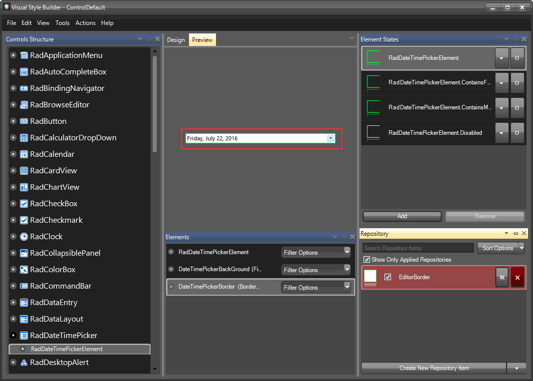 WinForms RadDateOnlyPicker BorderColor Changed
