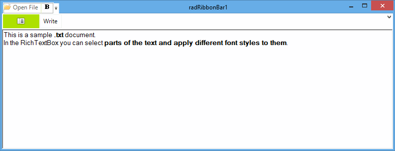 WinForms RadRibbonBar With RichTextBox
