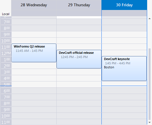 WinForms RadScheduler VisualStudio2012Light