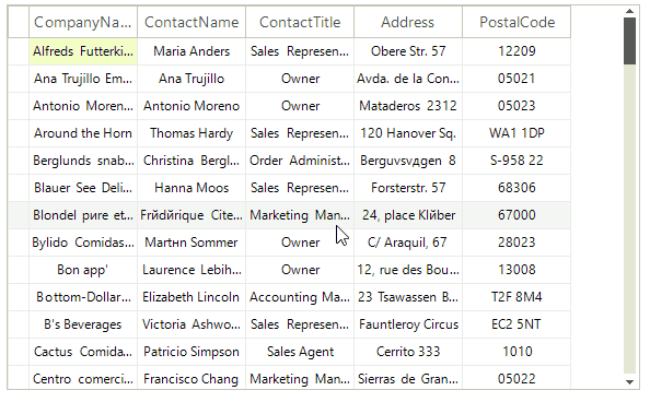 WinForms RadVirtualGrid End User Capabilities Scrolling Support