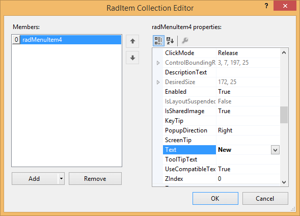 WinForms RadRibbonBar Add RadMenu