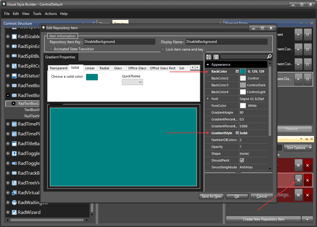 WinForms RadTextBoxControl Edit Repository Item