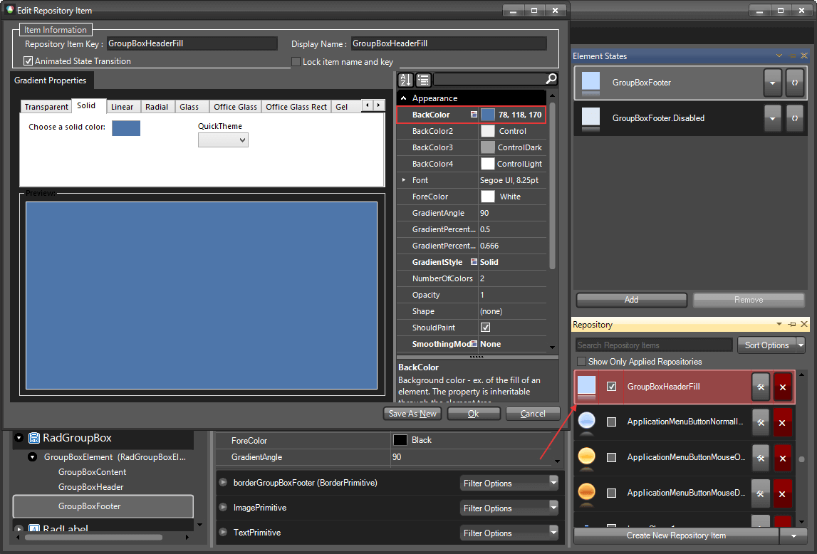WinForms RadGroupBox Fill Repository