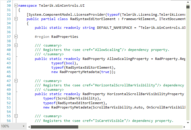 WinForms RadSyntaxEditor with a registered CSharpTagger