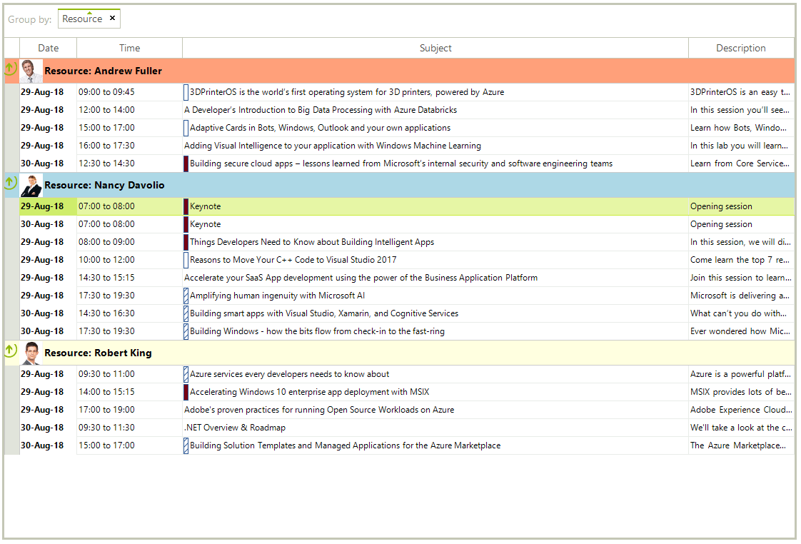 WinForms RadScheduler Agenda View Grouped by Resources