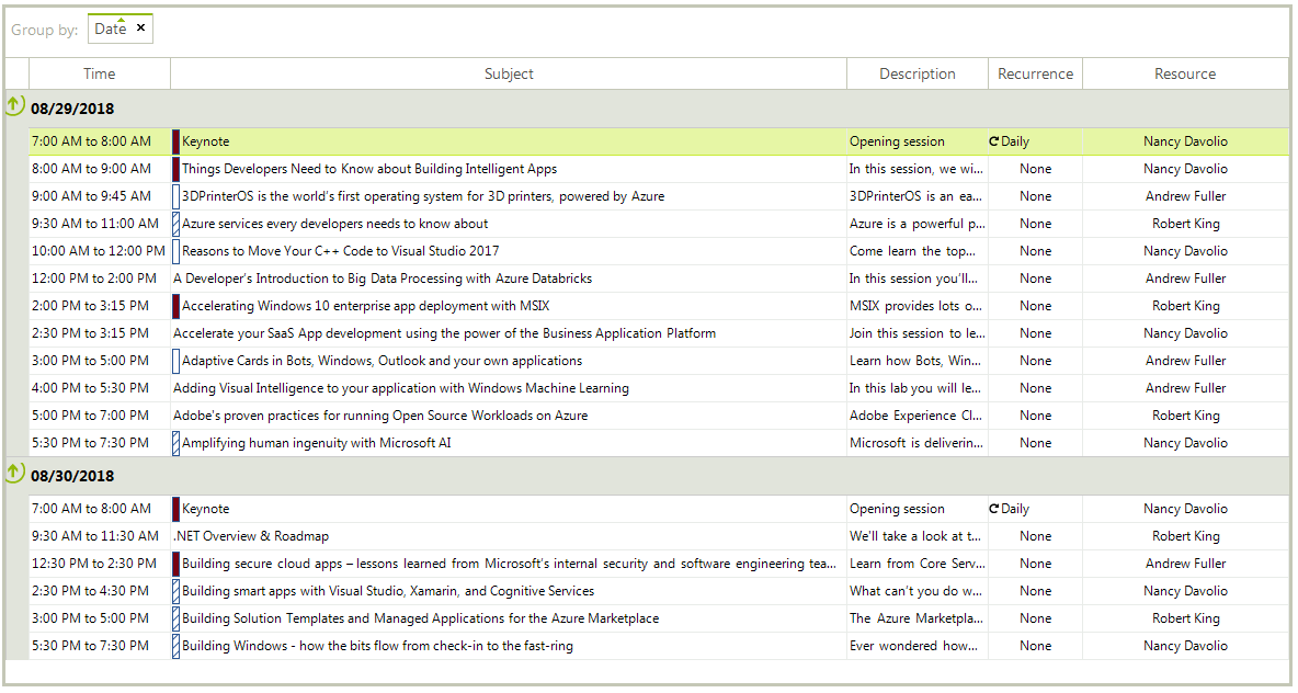 WinForms RadScheduler in Agenda View