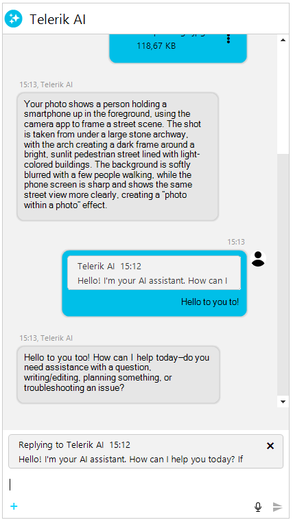 WinForms RadChat Replies Overview