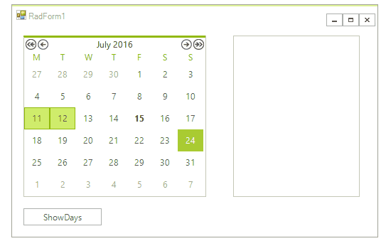 WinForms RadCalendar Getting Started