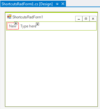 WinForms RadShortcuts Design Time