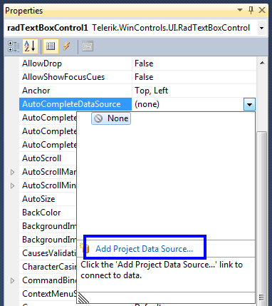 WinForms RadTextBoxControl DataBound Mode