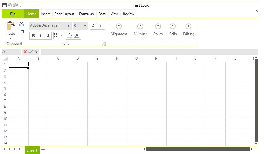 WinForms RadSpreadsheet with Ribbon UI