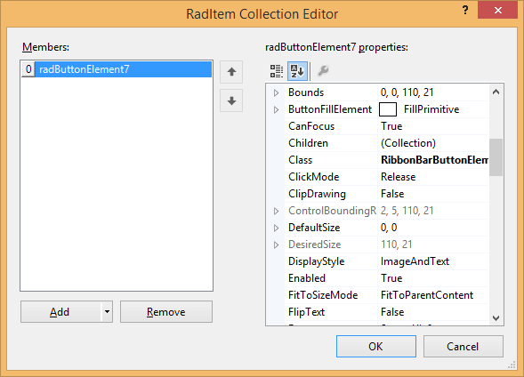 WinForms RadRibbonBar Quick Access Toolbar Properties