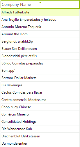 WinForms RadVirtualGrid Ascending Sorting