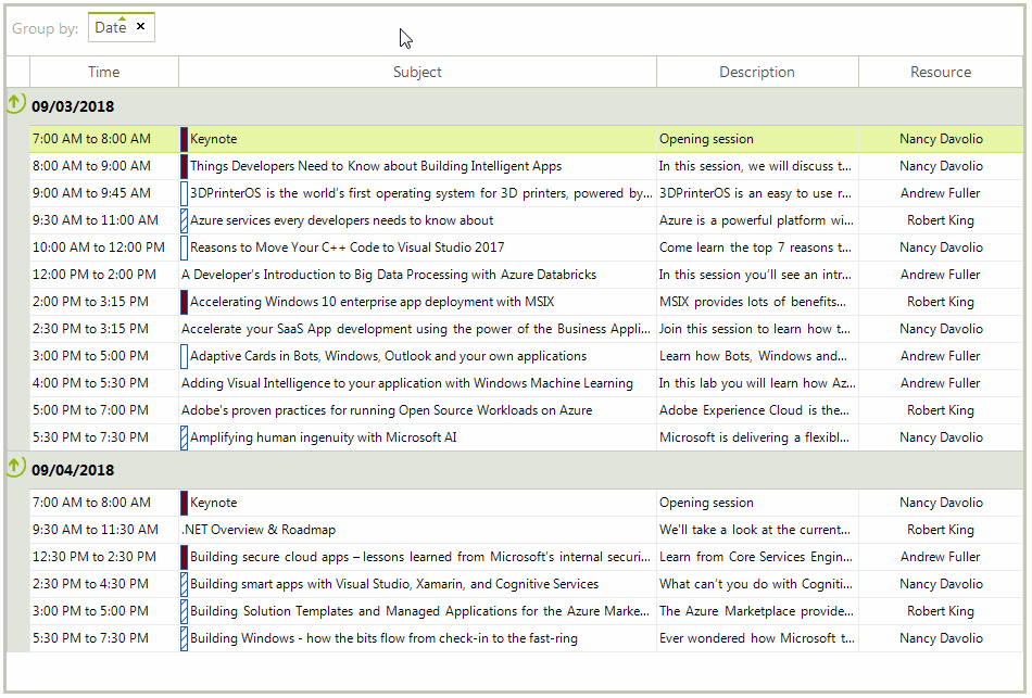 WinForms RadScheduler Agenda View Grouped by Resources