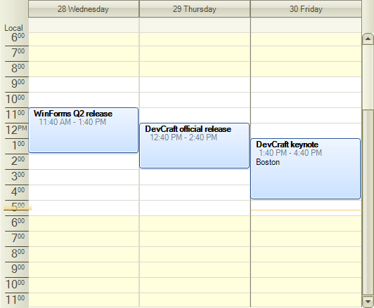 WinForms RadScheduler Desert